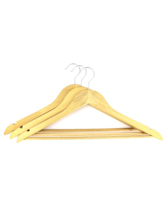 3-Pieces Wooden Hangers Tan