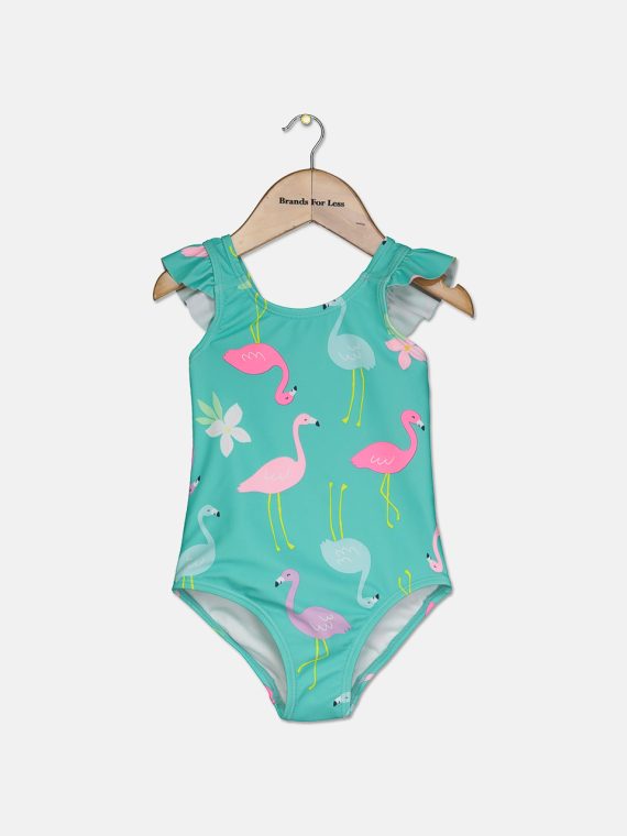 Baby Girls 1-Pc. Flamingo-Print Swimsuit Turquoise
