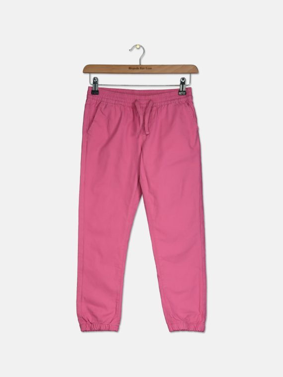 Girls Drawstring Plain Pants Pink