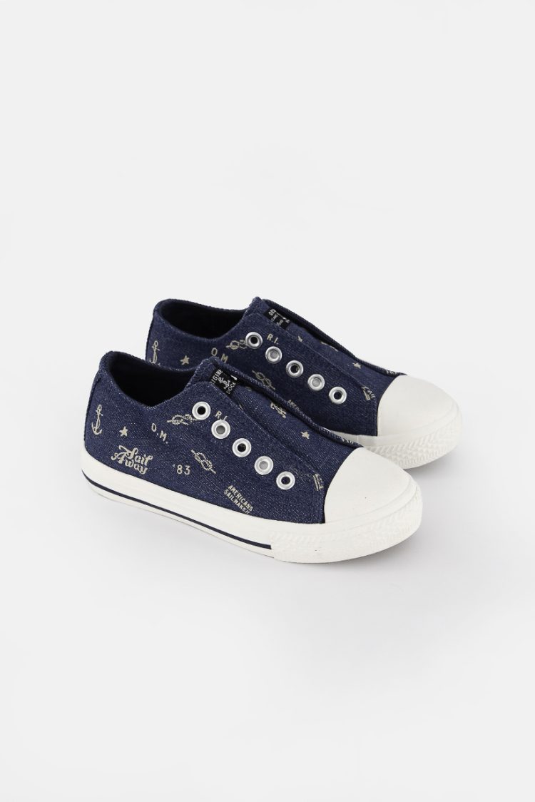 Girls Printed Lace Up Shoes Denim