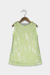 Girls Sequins Sleeveless Dress Lime Green/White