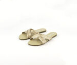 Girls Side With Metallic Strips Sandals Rose Gold/Peach