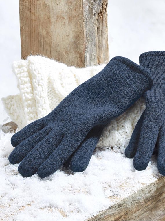 Knitted Fleece Gloves Dark Blue