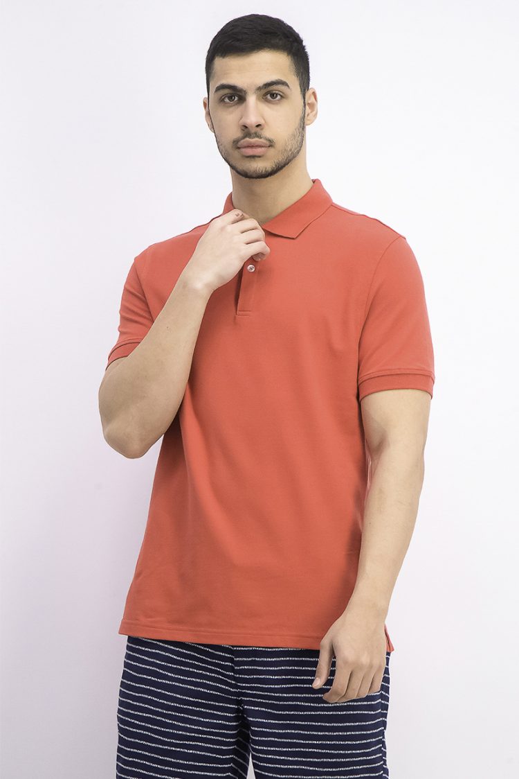Mens Classic Fit Performance Stretch Polo Melon Red