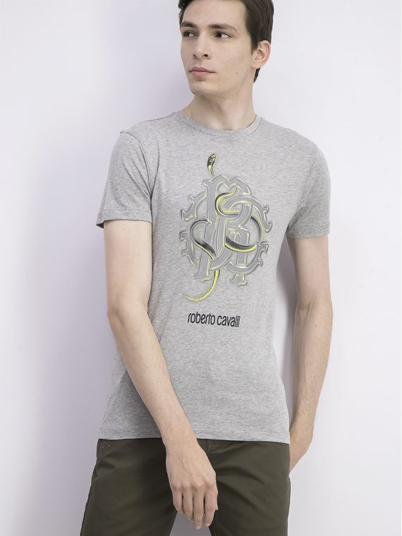 Mens Graphic Print T-Shirt Grigio Melange