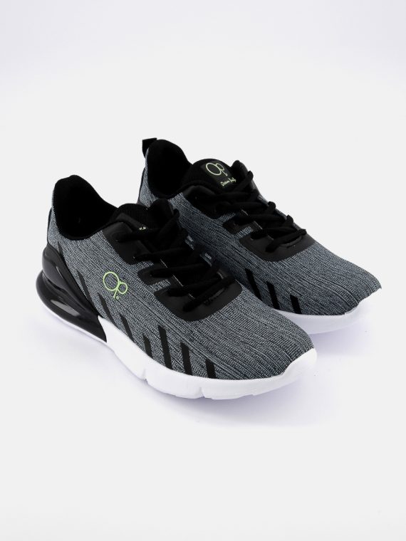 Mens ISAIAS Lace Up Running Shoes Gray//Black/Green