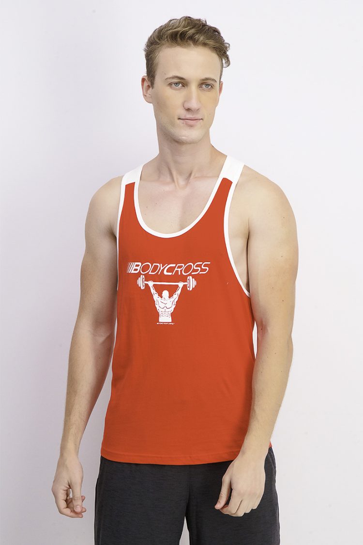 Mens Meric Graphic Tank Top Red/White
