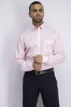 Mens Regular Fit Vertical Stripe Dress Shirt Pink/White