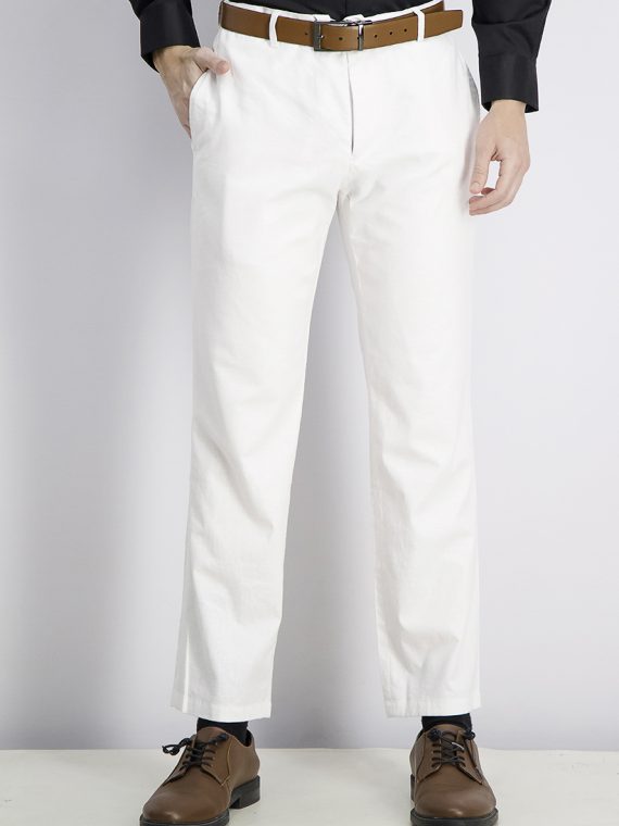 Mens Slim-Fit Drawstring Pants White Pure