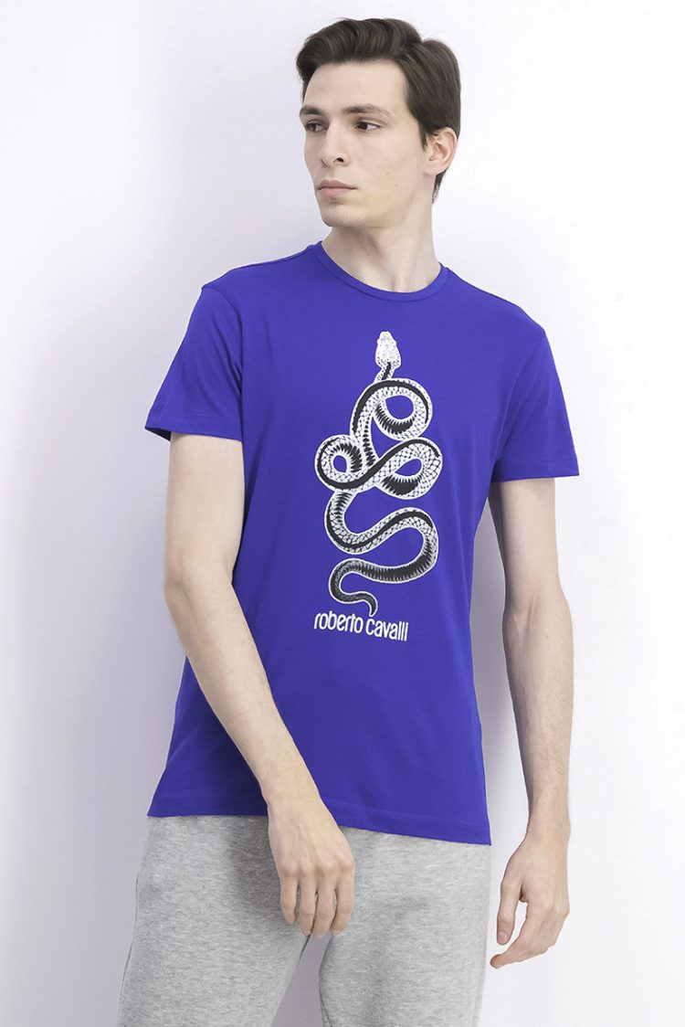 Mens Snake Graphic T-Shirt Blue/Black/White