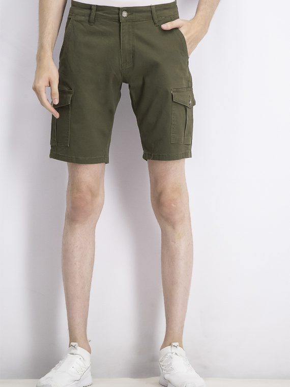 Mens Solid Cargo Shorts Olive