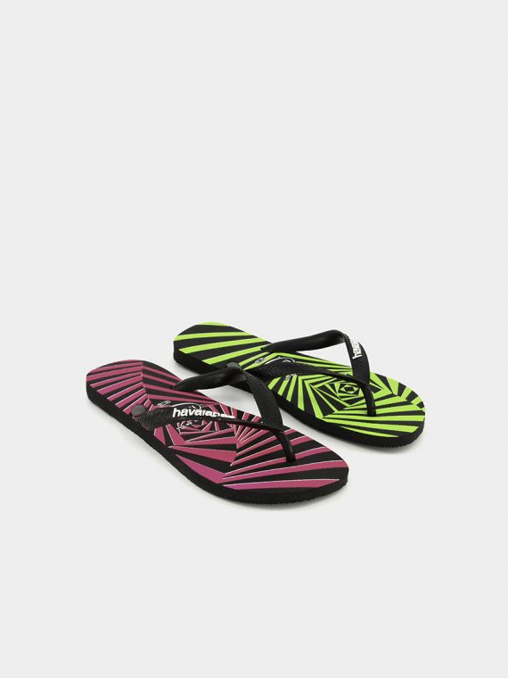 Mens Top 3D FC Slippers Black/Lime/Pink