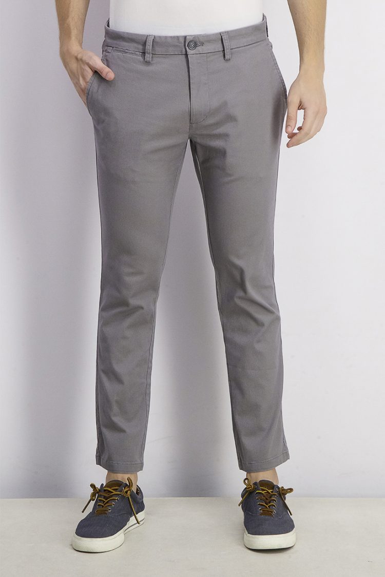 Mens Ultimate Built-In Flex Slim Chino Pants Grey