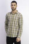 Mens Velasquez Washed Twill Shirt Green Brown Combo