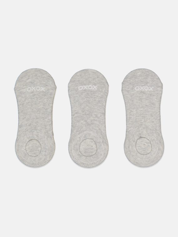 Womens 3 Pairs Of Round Invisible Socks Grey