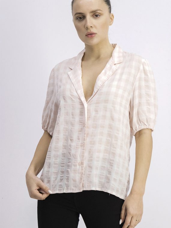 Womens Checkered Top Pink/White