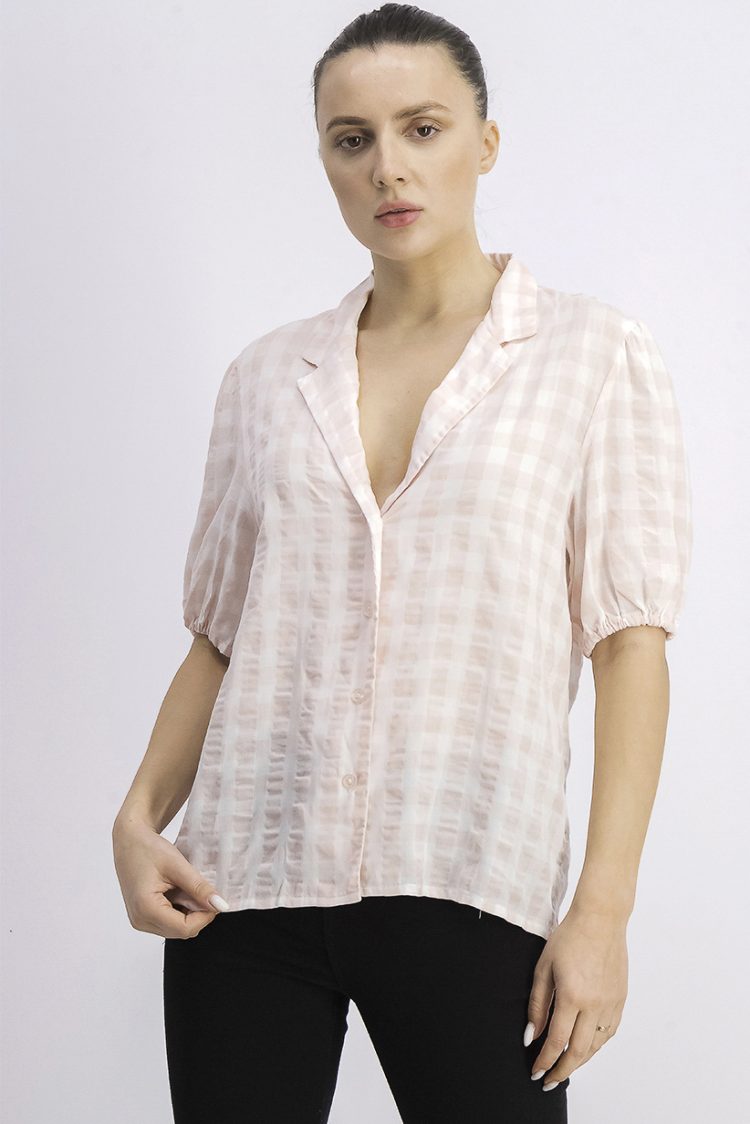Womens Checkered Top Pink/White
