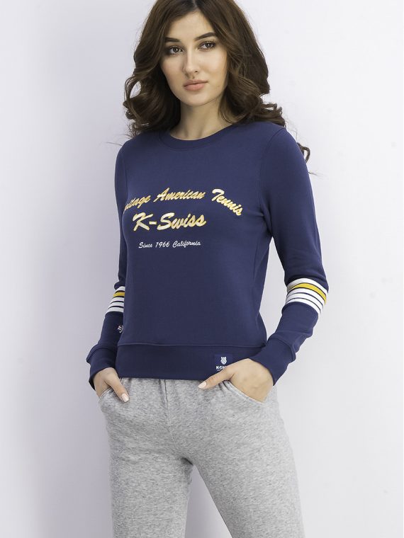 Womens Embroided Print Sweatshirt Dark Denim