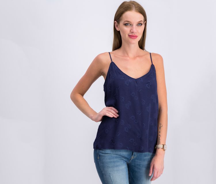 Womens Floral Pattern Top Navy