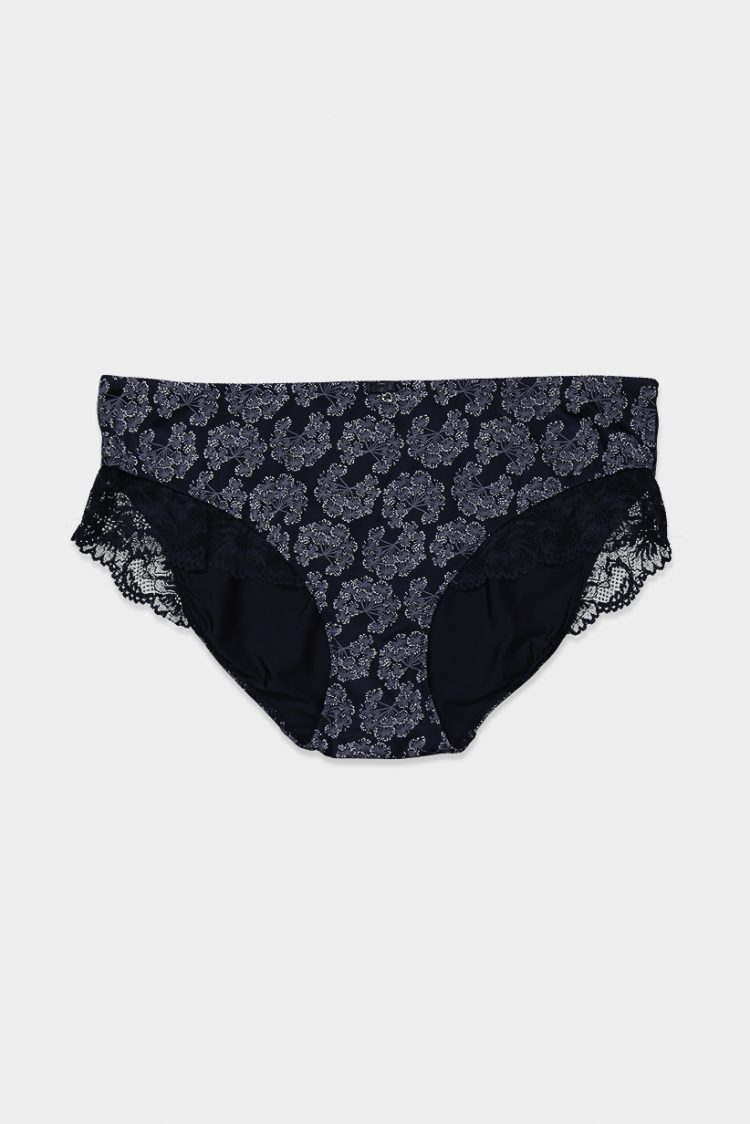 Womens Lace Detail Printed Panty Navy