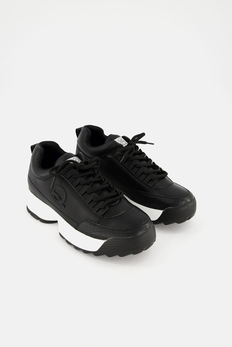 Womens Lace Up Sneakers Black