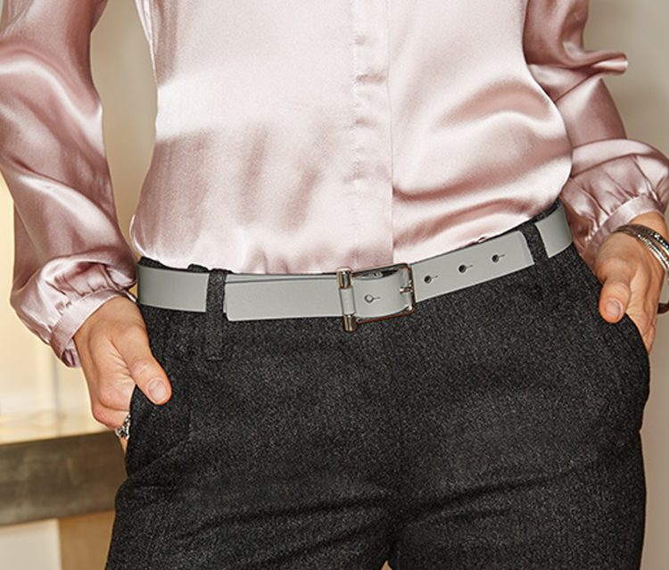 Womens Leather Belt Gray