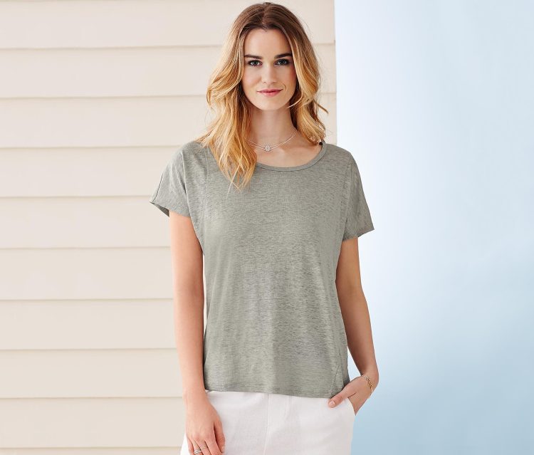 Womens Linen Shirt Light Gray