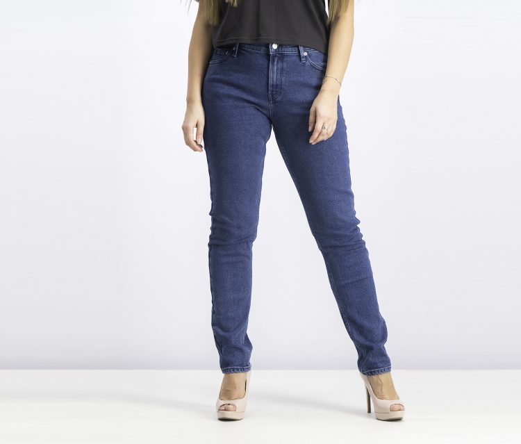 Womens Mid Rise Slim Fit Jeans Blue