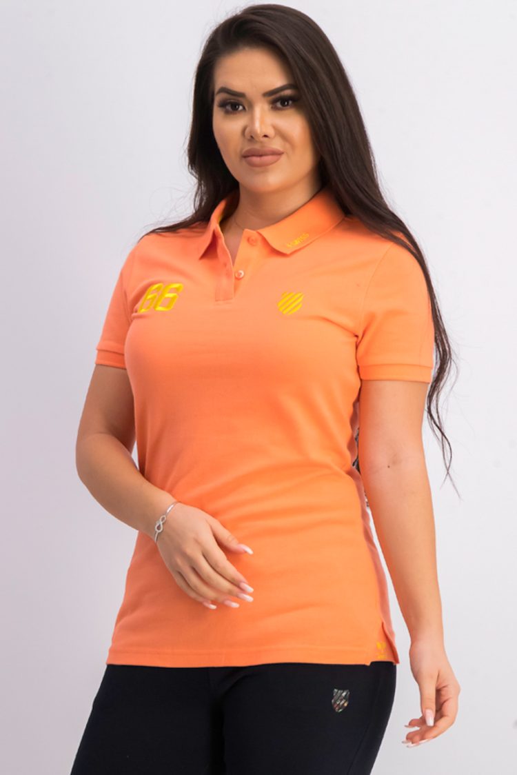 Womens Solid Polo Shirt Orange
