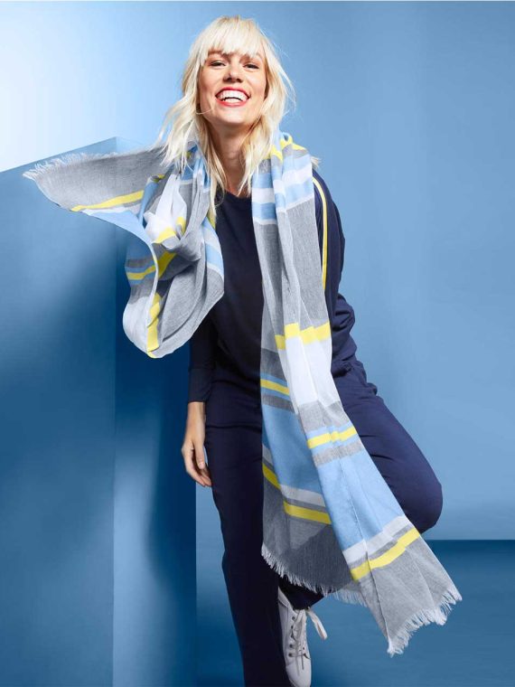 Womens Woven Scarf Blue Combo