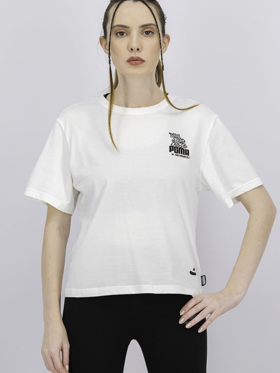Womens X Mr Doodle Cropped Tee White